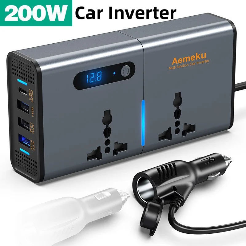 200W Car Inverter DC 12V to AC 220V 110V Auto Power Inversor USB Type C Fast - £43.54 GBP+