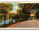View Along Lake Champlain Rouses Point New York NY Linen Postcard I21 - £3.06 GBP