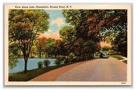 View Along Lake Champlain Rouses Point New York NY Linen Postcard I21 - £3.51 GBP