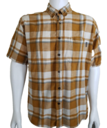 Woolrich Plaid Shirt Mens XL Nutmeg Cotton Blend Retro Short Sleeve Butt... - $13.42
