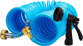 AUTOMAN EVA Recoil Garden Hose 25ft - Includes 7 Pattern Spray Nozzle,Cu... - £37.09 GBP+