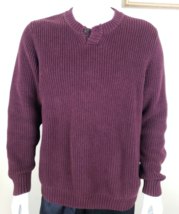 Duluth Trading Co Sweater Mens L Burgundy Burly Retirement Henley Thick Cotton - £23.81 GBP