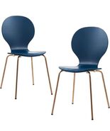 Set of 2 Chairs -Versanora Versatile Contorno Bentwood- Blue/Rose Gold - $1,123.24 MXN
