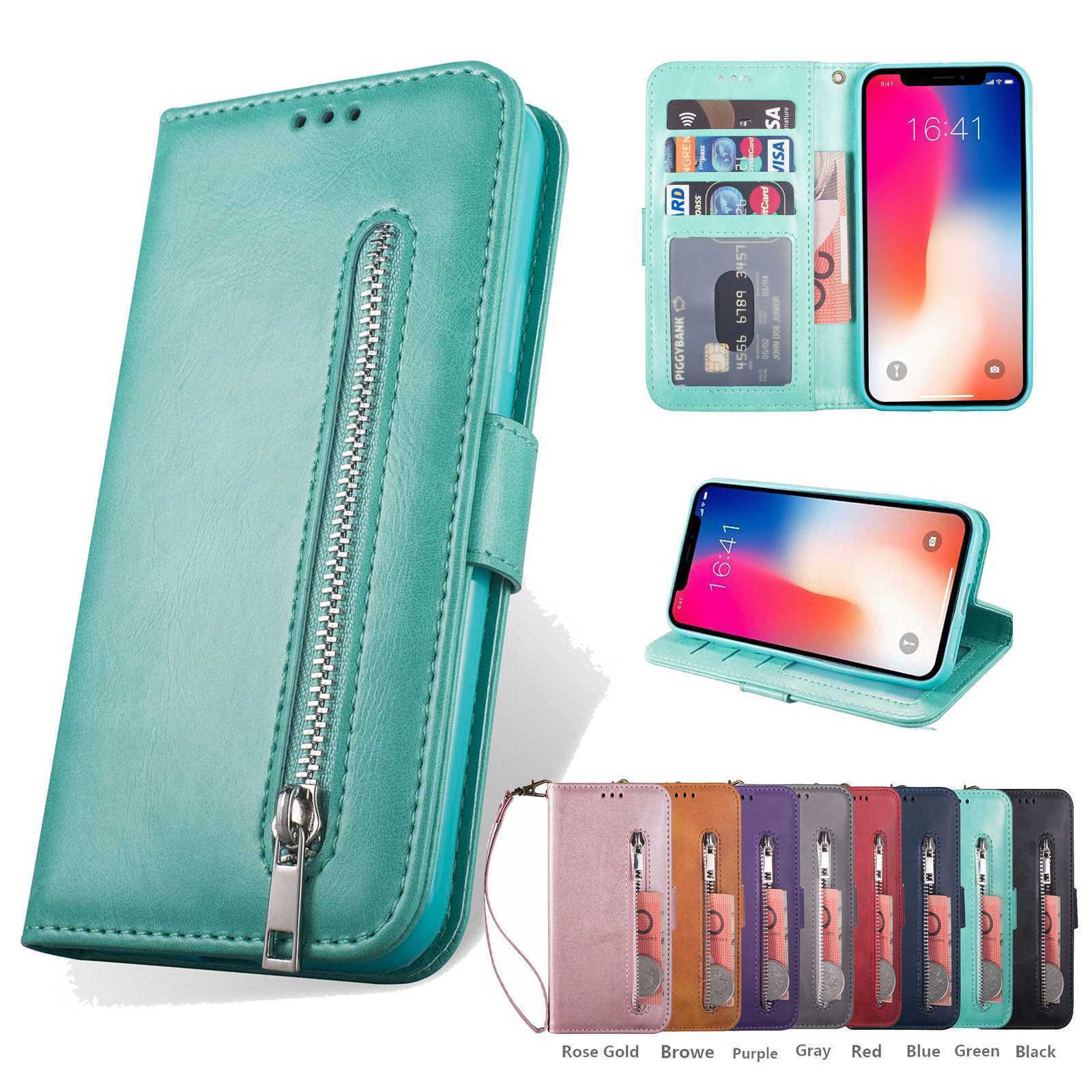 For iPhone XS MAX XR X 6 7 8 Leather Wallet Case Card Holder Flip Stand Cover