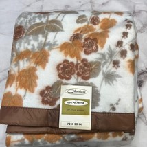 Vintage Chatham Blanket Neutral Gray Flowers Nylon Trim 72x90&quot; Twin New - £47.44 GBP