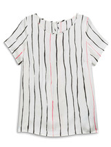 Ladies/Women NWNT Ivory Stripe Short Sleeve Satin Summer Top Size 6 to 22 - $19.15