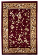5' X 8' Red Or Beige Floral Bordered Area Rug - €187,74 EUR