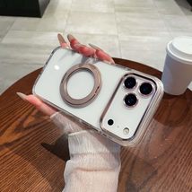 Generic Case For iPhone 16 (Color: Pink) Clear Magnetic Silicone Ring Ha... - $46.29