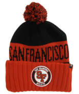 San Francisco SF Patch Fade Out Cuffed Knit Winter Pom Beanie Hat (Red/B... - £11.94 GBP