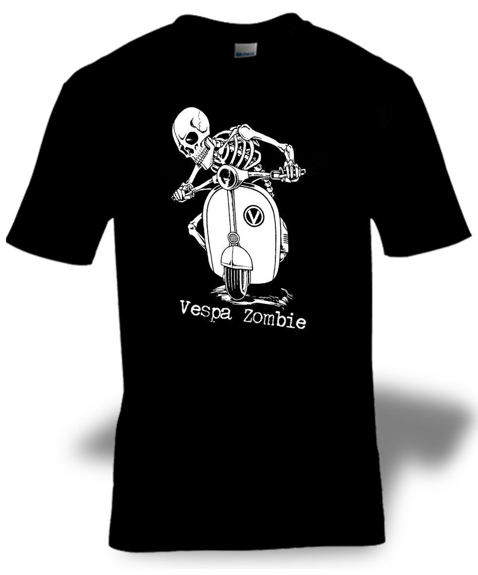 VEsPA ZOMBIE Italian scooter skeleton horror Halloween men&#39;s kids black ... - $16.83+