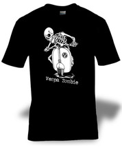 VEsPA ZOMBIE Italian scooter skeleton horror Halloween men&#39;s kids black T-shirt - £13.52 GBP+