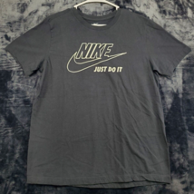 Nike T Shirt Men Medium Black 100% Cotton Short Sleeve Crew Neck Logo Just Do It - £11.06 GBP