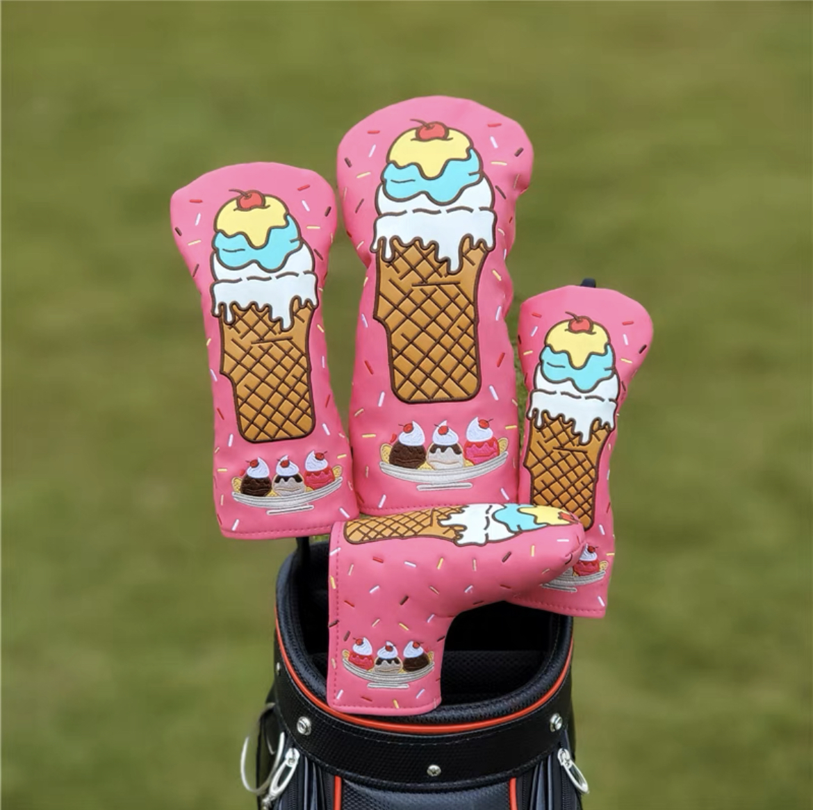 Golf Driver Fairway Wood Hybrid Iron Putter Head Cover Ice Cream Sundae ... - $13.80+