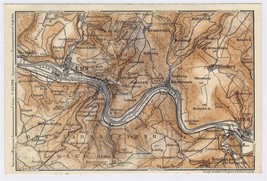 1925 Vintage Map Of Vinicity Of Bad Ems Nassau / Verso City Map / Germany - $26.07