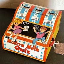 Antique Vintage Tin Toy - Modern Math Quiz Mechanical Flash Cards by Wol... - $14.57