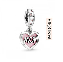 925Sterling Silver Pandora Pink Heart Mother Pendant, Love Pendant, Gift For Her - £11.18 GBP