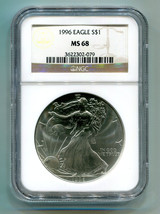 1996 American Silver Eagle Ngc MS68 Brown Label Nice Original Coin Bobs Coins - $95.95