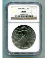 1996 AMERICAN SILVER EAGLE NGC MS68 BROWN LABEL NICE ORIGINAL COIN BOBS ... - £75.05 GBP