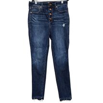 Madewell 10" HighRise Skinny Jeans Hayes Wash Button Front 28 Raw Hem Di... - $18.99