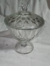 Vintage Clear Candy Compote Dish With Lid 8 Inch Tall Server Classic Gra... - £11.85 GBP
