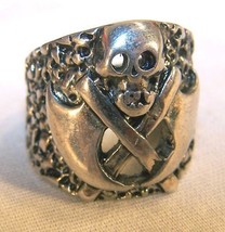 1 Deluxe Double Axe Skull Silver Biker Ring BR31 Mens Fashion Jewelry Rings New - £9.89 GBP