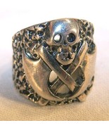 1 DELUXE DOUBLE AXE SKULL SILVER BIKER RING BR31 mens fashion jewelry ri... - $234.94 MXN