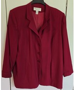 Womens Plus 22W Rena Rowan Saville Wine Red Blazer Jacket Made in USA - $533.89 MXN