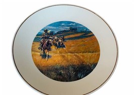Charles Russell Collectors Plate Cowboy Western art Wagon Trails dim Gol... - $29.65