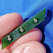 Antique Deco Jade Diamond Bar Pin 9k Gold Elegant Sophisticated Victoria... - $1,856.54 CAD