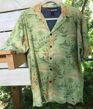 Reel Legends Men’s M Marlins Palms Lime Rough Work Shirt Coconut Btns Dw... - $13.71