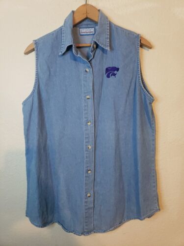 kstate kansas football wildcats denim Sleeveless top Womens Size LARGE C... - $16.79