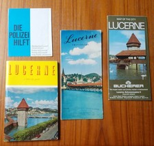 Lot of 4 Lucerne Luzern Guides and Maps 1958 little city guide, 1960 map, more! - £15.33 GBP