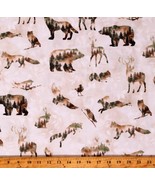Cotton Wild Life Forest Silhouettes Natural Fabric Print by Yard D474.66 - $319.46 MXN