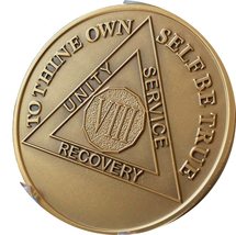 RecoveryChip 8 Year AA Medallion Large 1.5&quot; Heavy Premium Bronze Sobriet... - £2.70 GBP