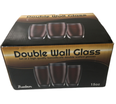 Bruntmor Double Wall Glass Set of 2 Borosilicate Glasses, 15 oz - £38.93 GBP