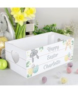 Personalised Easter Gift Box Easter Bunny White Wooden Crate Treat Box C... - £15.93 GBP
