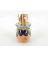 Porcelain Toothpick Holder w/Fancy Picks, Mini Vase, Plums &amp; Leaves, #TP... - $14.65