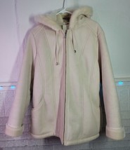 Coldwater Creek Faux Suede Fur Soft Winter Jacket Size XL White Cream Sherpa - £22.99 GBP