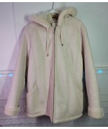 Coldwater Creek Faux Suede Fur Soft Winter Jacket Size XL White Cream Sh... - £22.89 GBP