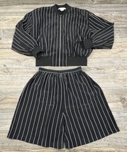 Nancy Heller For Saks Fifth Avenue Silk 2-Piece Outfit Jacket &amp; Shorts Set Black - £37.99 GBP