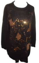 Vintage Sweater Artsy Zee Wear New York Black Mod Long USA L XL Retro glam - £21.19 GBP