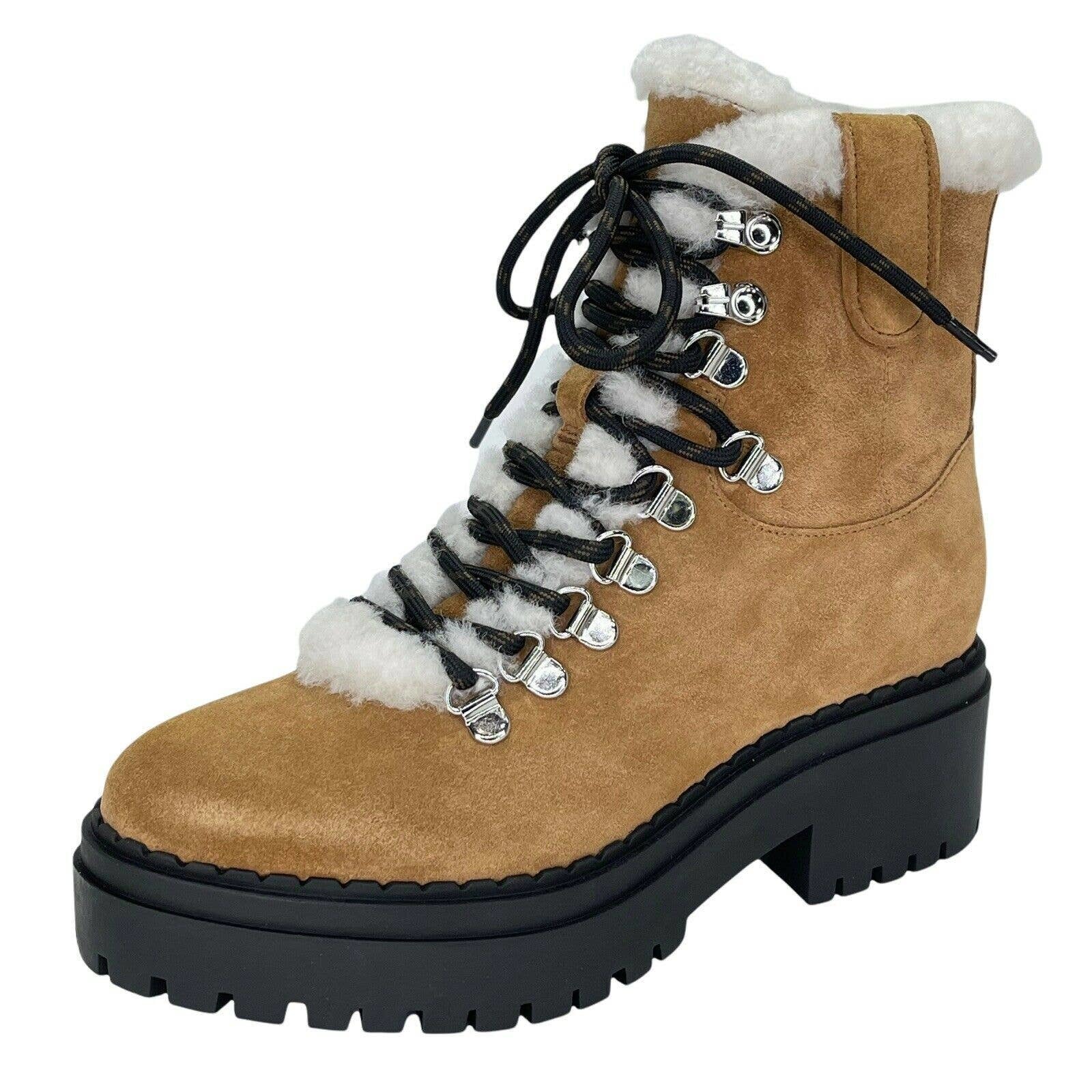 Marc Fisher Ltd Nalina Womens Lugged Sole Ankle Shearling Boots Multi US 5