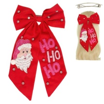  Christmas Santas Hohoho Bow Barrette Hair Clip - €30,73 EUR