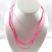 Dark Pink Bright Organza Ribbon Necklace Choker 3 Cords Adjust 18-20&quot; US... - £7.00 GBP