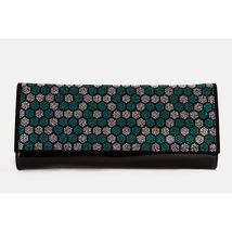 The Doha Black Leather Glitter Clutch image 3