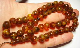 Arabian  Prayer beads Natural Baltic Amber Rosary  Misbaha Tasbih pressed - £112.96 GBP