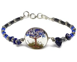 Mia Jewel Shop Tree of Life Crushed Chip Stone Inlay Copper Wire Round Clear Acr - £11.66 GBP
