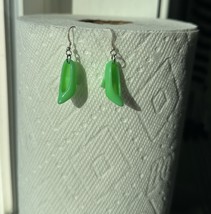 Handmade dangle/drop Barbie shoe earrings, Green. Sterling silver ear wi... - $7.00