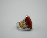 Red Stone Cocktail Ring Pointed Oval Gold Vermeil Sterling Silver 925 NH... - $58.04