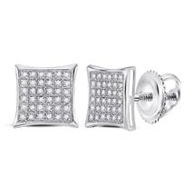 Sterling Silver Womens Round Diamond Kite Square Earrings 1/4 Cttw - £120.26 GBP